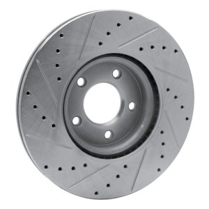 Mazda 3 Brake Rotor (1) - Front Right - R1 Concepts - Drilled & Slotted - Silver - `07-`13
